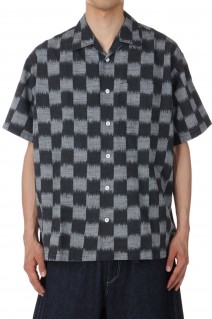 Open Collar Checkerboard Field S/S Shirt - BLACK (NT3418N)