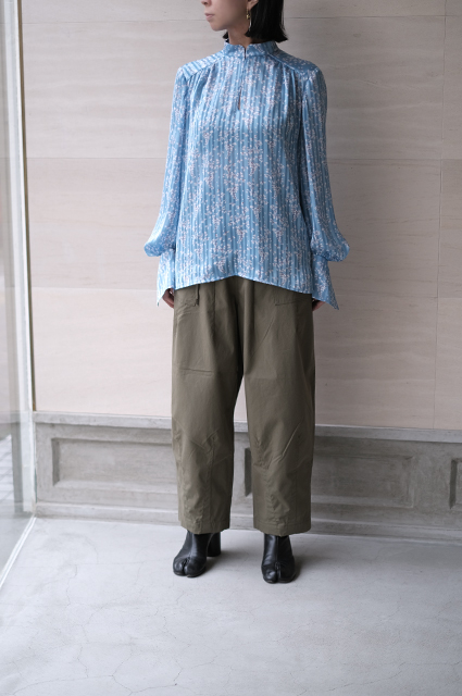 新品mame Flower Hand-Printed Crepe Blouse