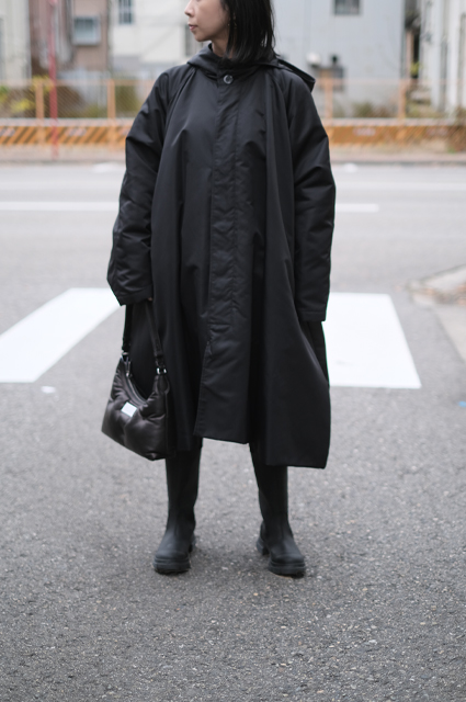 iirot Nylon Satin Patted Coat Black コート