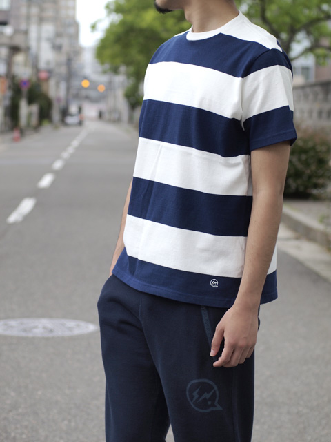 Denim_by_striped_crew_neck_T