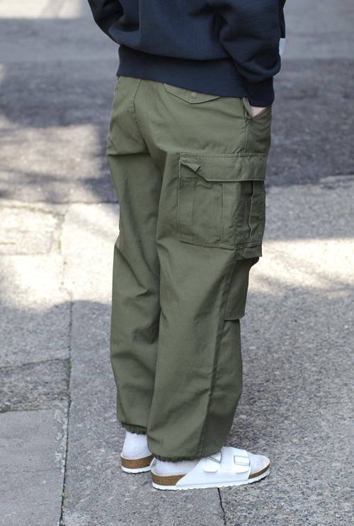 DESCENDANT】D-65M SATIN TROUSERS OLIVE-