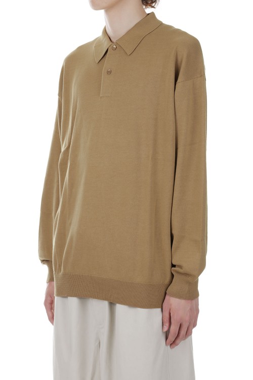 Suvin Oversized L/S Polo - BEIGE (GM211-80038B) | セレクトショップ