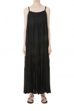 GYPSET RUCKLE FLARED DRESS -Black (TNH21100-37)