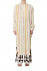 Cotton stripe shirt dress-GREEN STRIPE(PS21-SH03)