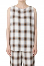 Rayon ombre check sleeveless shirt-BROWN(PS21-SH06)