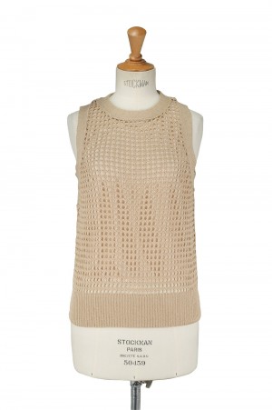 Mesh Knit Tops -BEIGE(12110501)