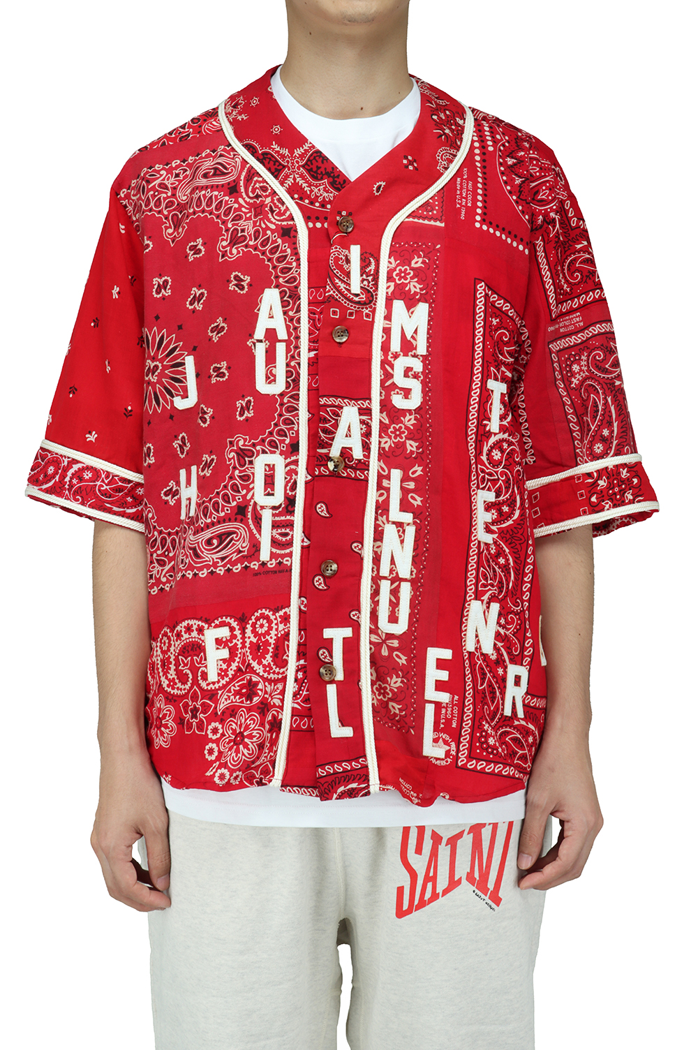 トップス READYMADE BANDANA BASEBALL SHIRT READYMADE BANDANA BASEBALL SHIRT (RED ASORT #B) - レディ