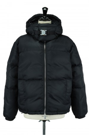 1017 ALYX 9SM HOODED PUFFER JACKET WITH BUCKLE/BLACK(AAUOU0238FA01)