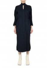 Mame Kurogouchi Cotton Double Cloth Dress -Navy (MM21PF-DR712)