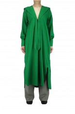 Jun Mikami COTON CASHMERE TIE COLLAR DRESS -Green ( 7 )
