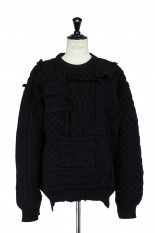 Stein -Men- OVERSIZED INTERLACED CABLE KNIT LS(ST.319)- BLACK-