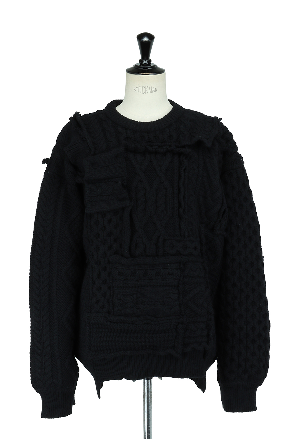OVERSIZED INTERLACED CABLE KNIT LS(ST.319)- BLACK