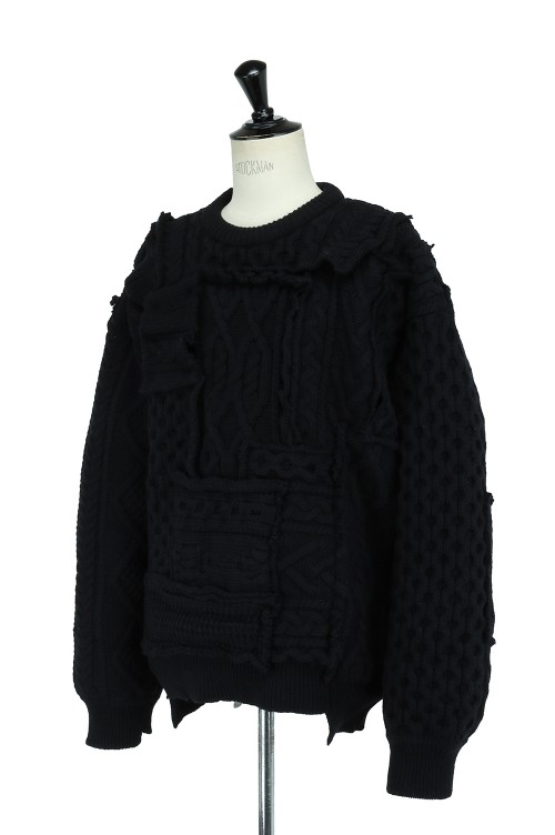 OVERSIZED INTERLACED CABLE KNIT LS(ST.319)- BLACK- | セレクト ...