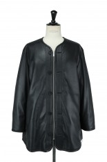 Vein SYNTHETIC LEATHER x WO/NY MOSSE REVERSIBLE LINER JACKET/BLACK(VB12-308)