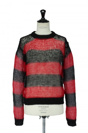 SUGARHILL MOHAIR LOOSE STRIPE KNIT(21AWKN04)-RED-
