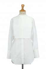 Pheeny Separated bosom dress shirt-WHITE(PA21-SH02)