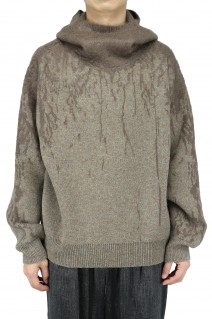 Rainy Pattern Knit Hoodie(AY9-27)-Beige-