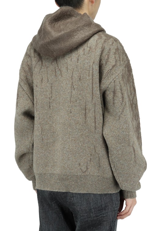 Rainy Pattern Knit Hoodie(AY9-27)-Beige- | セレクトショップ