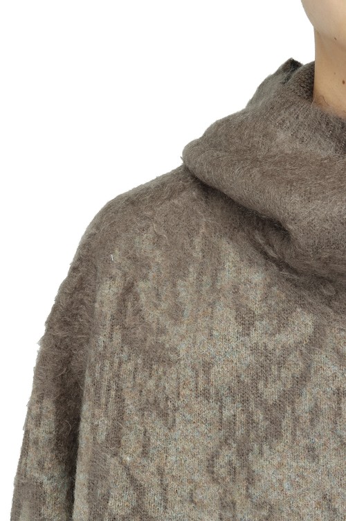 Rainy Pattern Knit Hoodie(AY9-27)-Beige- | セレクトショップ