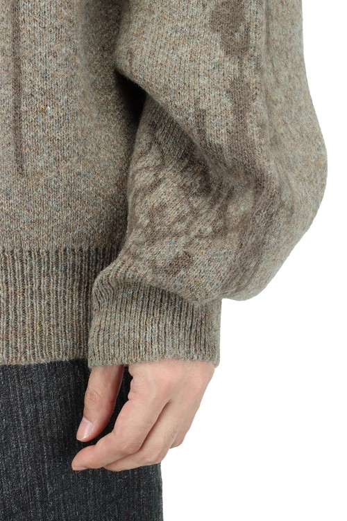 Rainy Pattern Knit Hoodie(AY9-27)-Beige- | セレクトショップ