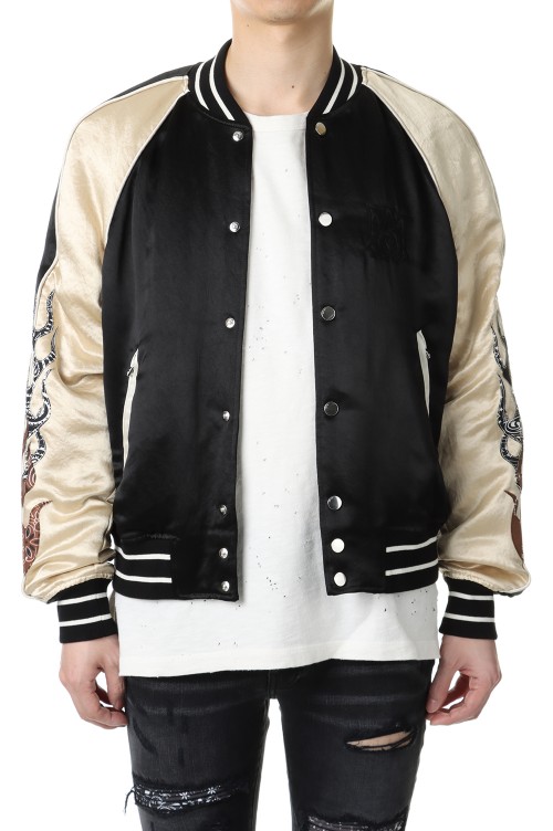 SATIN FLAMES SOUVENIR JACKET-BLACK(PS22MOS020-001) | セレクト 