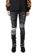 VINTAGE BANDANA ARTPATCH JEAN-AGED BLACK(PS22MDS140-023)