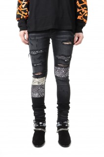VINTAGE BANDANA ARTPATCH JEAN-AGED BLACK(PS22MDS140-023)
