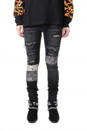 VINTAGE BANDANA ARTPATCH JEAN-AGED BLACK(PS22MDS140-023)