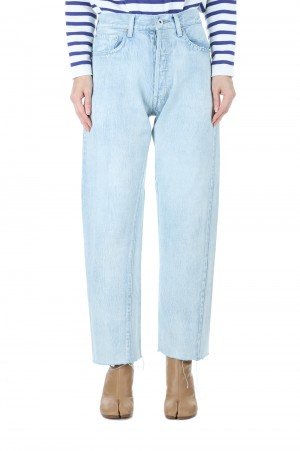 HEM CUT OFF STRAIGHT D/DENIM ICE WASH (MB999-3008)