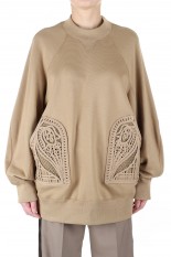 Mame Kurogouchi Cording Embroidered Oversized Sweatshirt -Beige (MM22PS-JS713)