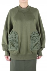 Mame Kurogouchi Cording Embroidered Oversized Sweatshirt -Khaki (MM22PS-JS713)