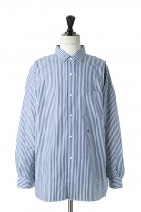 nanamica Regular Collar Stripe Wind Shirt - Navy (SUGF156)