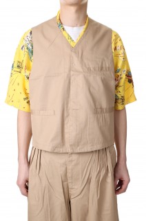 GABARDINE PEARL VEST / KHAKI (PC-027-1818)