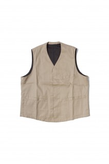 GABARDINE PEARL VEST / KHAKI (PC-027-1818)