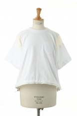 sacai -Women- Jersey x Satin T-Shirt -White (22-05979)