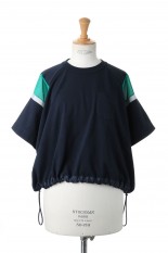 sacai -Women- Jersey x Satin T-Shirt -Navy (22-05979)