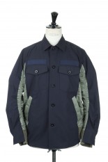 sacai -Men- Cotton Oxford x Nylon Twill Shirt(SCM-040 )-Navy×Khaki 212-