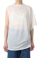 Cotton nylon seer asymmetry Tee -WHITE(PS22-CS15)