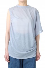 Cotton nylon seer asymmetry Tee -BLUE(PS22-CS15)