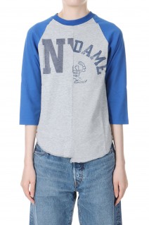 Baseball top / Ladies size-GRAY/BLUE(cc22ss-07)