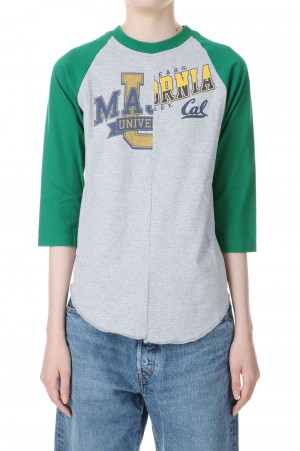 Baseball top / Ladies size-GRAY/GREEN(cc22ss-07)