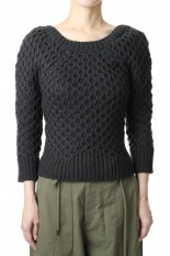 BACK OPEN HAND KNIT -Charcoal (21SS-5-N)