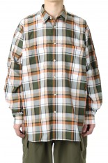 DAIWA PIER39 Tech Work Shirts Flannel Plaids - OLIVE (BE-88022)