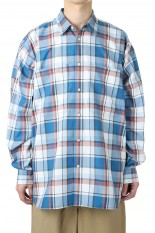DAIWA PIER39 Tech Work Shirts Flannel Plaids - BLUE (BE-88022)
