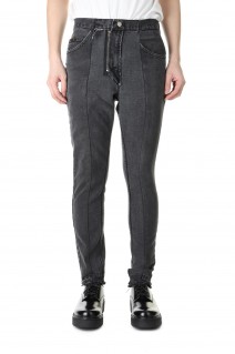 Turned over switching denim pants /Tapered-BLACK-30size(cm22ss-17)