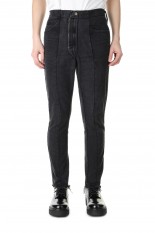 Turned over switching denim pants /Tapered-BLACK-32size(cm22ss-17)