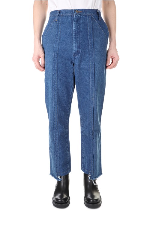 Center fold seam denim slacks-BLUE-30size(cm22ss-18) | セレクト