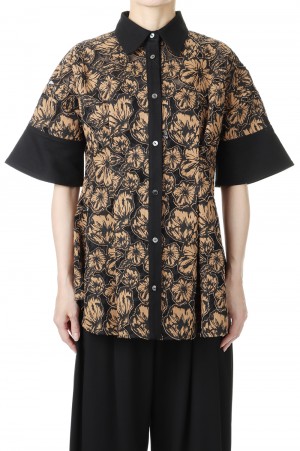 Flower Lace Flare Shirt -CAMEL LACE(E22SS/T-02)