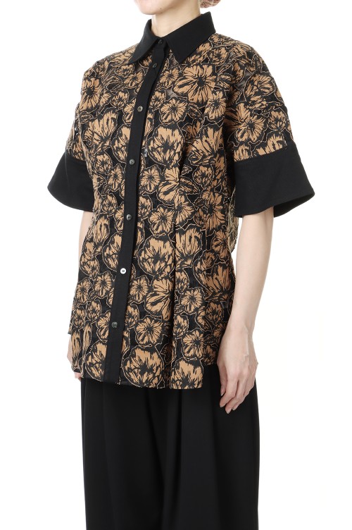 Flower Lace Flare Shirt -CAMEL LACE(E22SS/T-02) | セレクトショップ ...