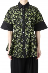 Flower Lace Flare Shirt -BLACK MIX(E22SS/T-02)